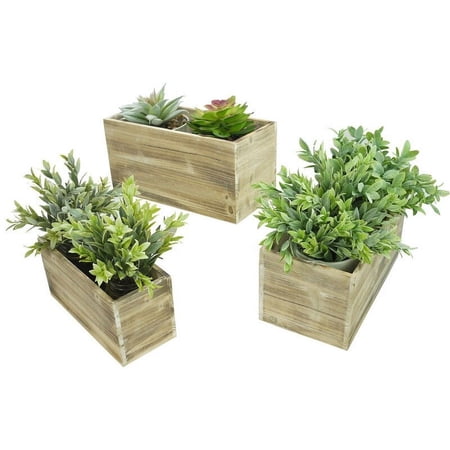 Admired by Nature Wood Rectangular Planter, White, Set of 3