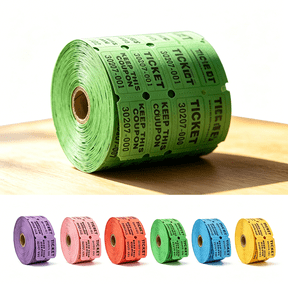 Admission Ticket Voucher Coupon Raffle Ticket Roll 1000pcs Per Roll 500 Pairs Perforated Tear Off Design for Events Green