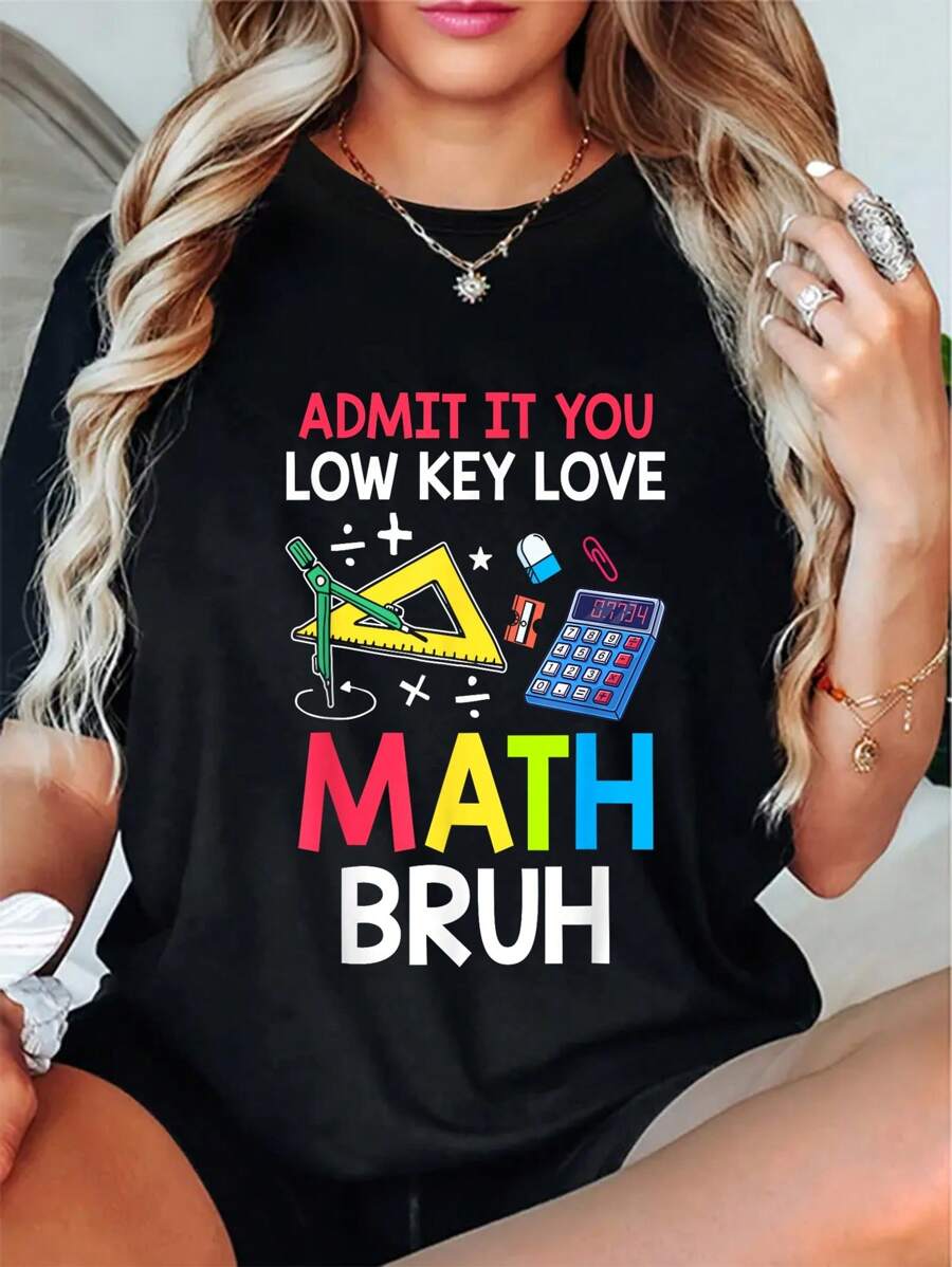 Admit It You Low Key Love Math Bruh Vintage Math Teacher T-Shirt ...