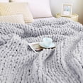 thumbnail image 1 of Admitrack Chunky Knit Blanket Chenille Light Gray 51"x63", 1 of 17