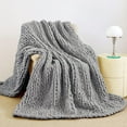 thumbnail image 1 of Admitrack Chunky Knit Blanket Throw Chenille Dark Gray 51"x63" XNR08, 1 of 17