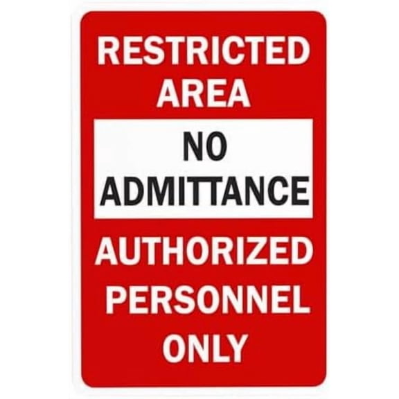 No Admittance Restricted Area Warning Sign, Do Not Enter Metal Signs for Business Home Outdoor Indoor Road Yard Garage Street Wall Caution Custom Decor 8 x 12 Inch