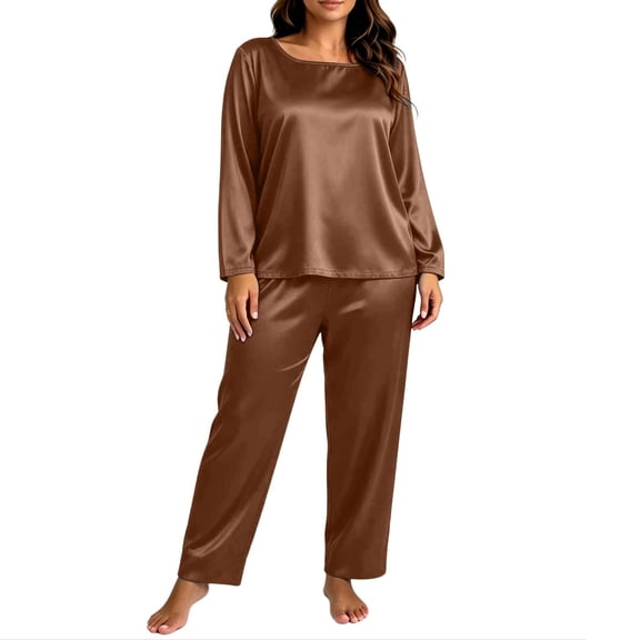 Admvng 2 Piece Outfit Set for Women Crew Neck Long Sleeve Top and Long Pants Casual Loungewear Coordinated Tracksuit