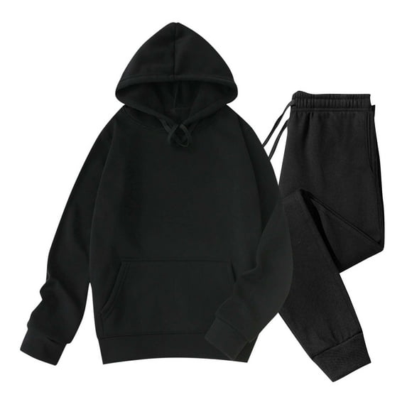 Admvng 2 Piece Sets for Men Casual Drawstring Pullover Hooded Sports Solid Pocket Sweatshirt Set, Size S-3XL