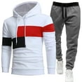 thumbnail image 1 of Admvng 2 Piece Sets for Men Color Blocked Hooded Sweatshirt Drawstring Pants Casual Outwear Set, Size M-3XL, 1 of 5