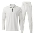 thumbnail image 1 of Admvng 2 Piece Sets for Men New Casual Solid Zipper Turndown Collar Shirt Drawstring Straight Leg Pants Set, Size S-3XL, 1 of 5