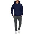 thumbnail image 1 of Admvng 2 Piece Sets for Men Winter Casual Drawstring Pullover Hooded Sports Solid Pocket Sweatshirt Set, Size S-3XL, 1 of 6