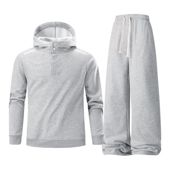 Admvng 2 Piece Sets for Men Winter Solid Casual Warm Pants with Drawstring Pocket Hooded Sweatshirt Set, Size S-2XL