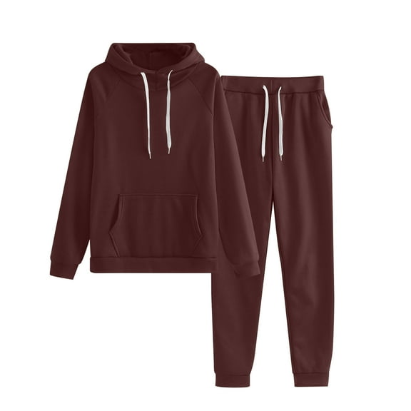Admvng Womens 2 Piece Outfits Solid Color Hoodies Sweatsuit Sets Tracksuit Fall Outfits for Women Lounge Set S-2XL