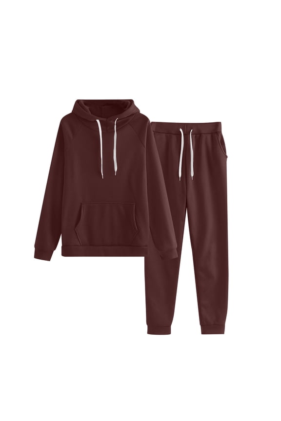 Womens 2 Piece Outfits Solid Color Hoodies Sweatsuit Sets Tracksuit Fall Outfits for Women Lounge Set S-2XL