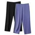 thumbnail image 1 of Admvng 2PC Womens Capri Loungewear Pants Plus Size Soft Knit Elastic Waist Loose Fit Home Cropped Pants, 1 of 2