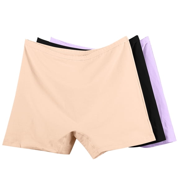 Admvng 3PC Womens Cotton Boxer Briefs Plus Size High Rise Full Coverage Underwear