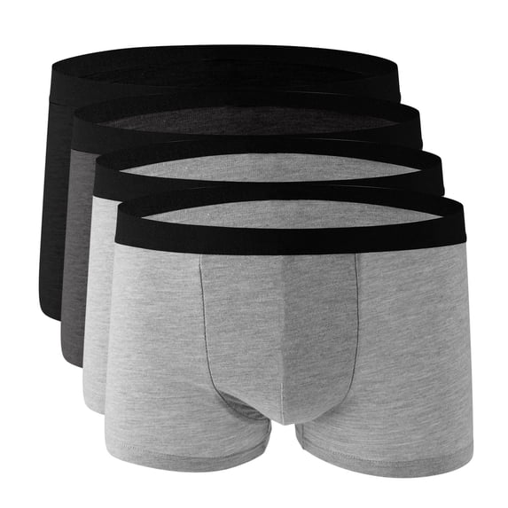 Admvng 4PC Men's Underwear Big & Tall Solid Color Comfortable Breathable Boxer Briefs