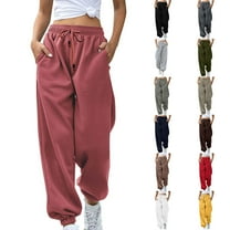 Admvng Baggy Sweatpants for Women Casual Solid Elastic Waist Trousers Long Straight Pants, Size S-2XL
