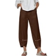 thumbnail image 1 of Admvng Balloon Pants for Women Summer Crochet Lace Hem Vacation Casual Boho Linen Trousers, 1 of 7