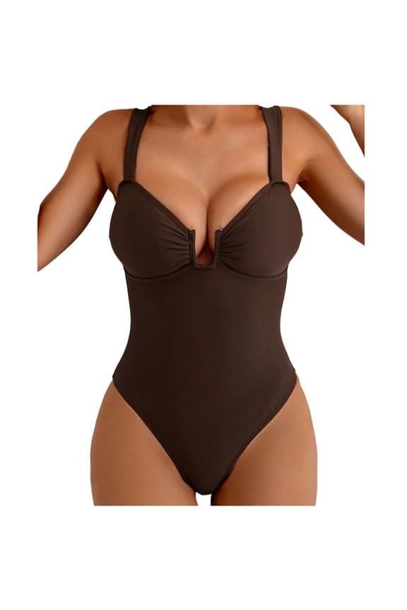 Bathing Suit For Women Push Up One Piece Swimsuit Tummy Control High Cut Cheeky Bathing Suit S-XL