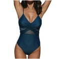 thumbnail image 1 of Admvng Bathing Suit for Women Tummy Control Solid Color Mesh Basic Cut Out Sexy Beach Swimwear S-2XL, 1 of 7
