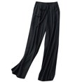 thumbnail image 1 of Admvng Beach Pants for Women Solid High Waisted Wide Leg Straight Baggy Trousers with Pocket M-3XL, 1 of 3