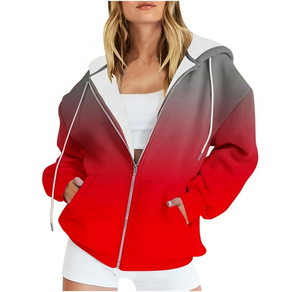 Admvng Blouses for Women Casual Fashion Printed Long Sleeve Tops Sweatshirt Pockets Hoodied