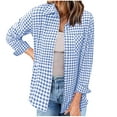 thumbnail image 1 of Admvng Blouses for Women Fashion Plaid Long Sleeves Blouse Buttons Casual Shirt with Pockets S-3XL, 1 of 7
