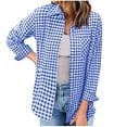 thumbnail image 1 of Admvng Blouses for Women Fashion Plaid Long Sleeves Blouse Buttons Casual Shirt with Pockets S-3XL, 1 of 7