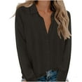 thumbnail image 1 of Admvng Blouses for Women Summer Fashion Causal Button Solid Blouse Long Sleeve Shirt S-3XL, 1 of 9