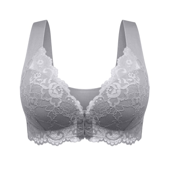 Admvng Bra for Women Plus Size Front Closure Lace Wireless Push Up Support Everyday Bra