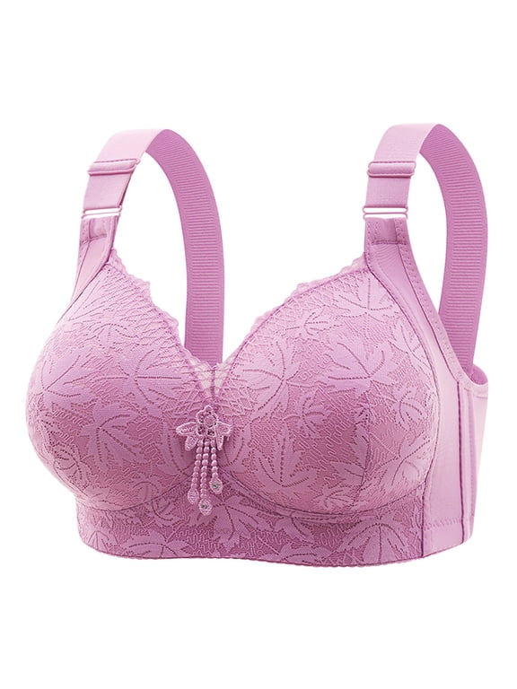 Bras for Women No Underwire Sexy Comfortable Breathable Large Size Adjustable Sexy Lace Bra with Side Folding Beautiful Back Bra Adjustable Shoulder Straps M-4XL