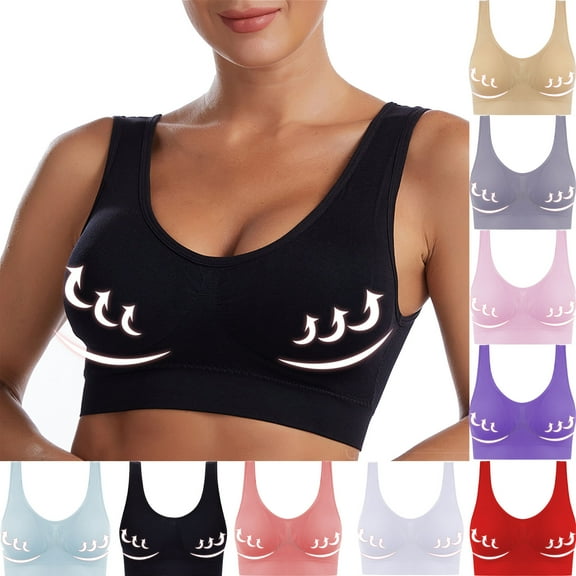 Admvng Sports Bras for Women Comfortable No Steel Ring Vest Breathable Gathering Bra S-4XL