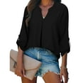 thumbnail image 1 of Admvng Business Casual Outfits for Women Fashion Casual V-Neck 3/4 Sleeve Work Shirt Solid Chiffon Tunic Office Pullover Top S-2XL, 1 of 8