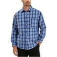 thumbnail image 1 of Admvng Button Up Shirt Men Vintage Casual Check Pocket Lapel Long Sleeve Shirt, Size M-4XL, 1 of 6