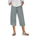 thumbnail image 1 of Admvng Capri Leggings for Women Solid Color Cotton Linen Breathable with Pocket Casual Pants S-2XL, 1 of 7