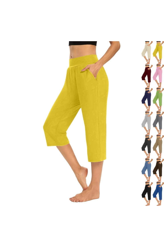Capri Pants for Women Loose Soft Workout Sweatpants Causal Lounge Pants with Pockets S-2XL