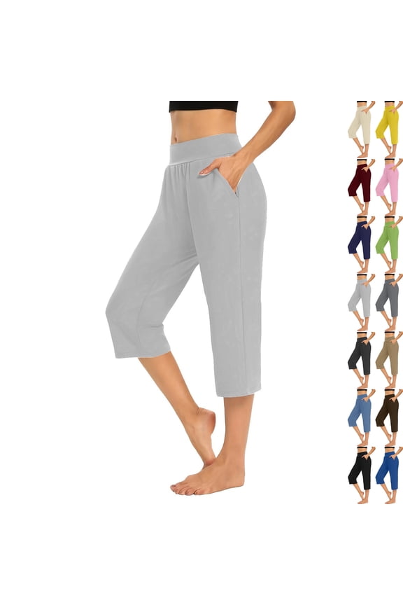 Capri Pants for Women Loose Soft Workout Sweatpants Causal Lounge Pants with Pockets S-2XL
