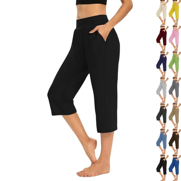 Admvng Capri Pants for Women Loose Soft Workout Sweatpants Causal Lounge Pants with Pockets S-2XL