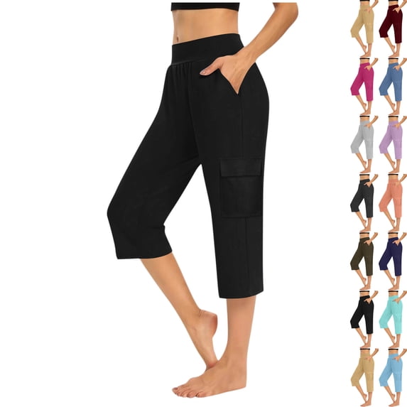 Admvng Capri Pants for Women Loose Soft Workout Sweatpants Causal Lounge Pants with Pockets S-2XL
