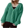 thumbnail image 1 of Admvng Cardigan Sweaters for Women Casual Long Sleeve Solid Open Front Button Knit Loose Cardigan with Pockets S-XL, 1 of 5