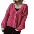 thumbnail image 1 of Admvng Cardigan Sweaters for Women Casual Long Sleeve Solid Open Front Button Knit Loose Cardigan with Pockets S-XL, 1 of 5