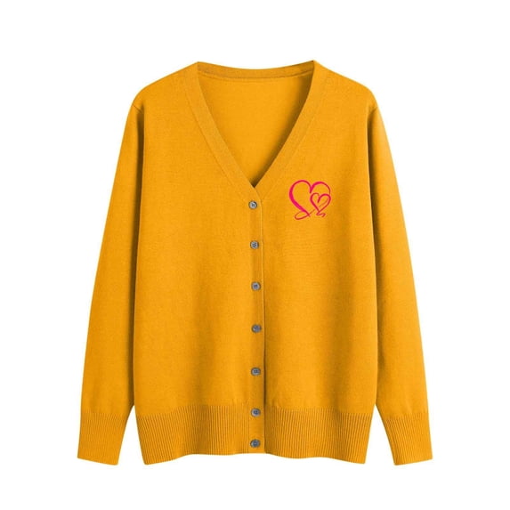 Admvng Cardigan Sweaters for Women Solid Casual Knitted Button Up Long Sleeved Oversize V-neck Sweater Outer, Size S-3XL