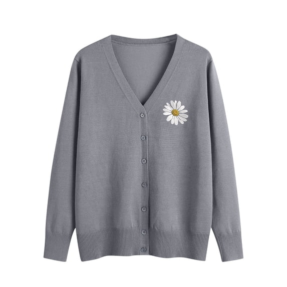 Admvng Cardigan Sweaters for Women Solid Casual Knitted Button Up Long Sleeved Oversize V-neck Sweater Outer, Size S-3XL