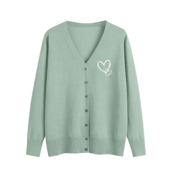 Admvng Cardigan Sweaters for Women Solid Casual Knitted Button Up Long Sleeved V-neck Sweater Outer, Size S-3XL