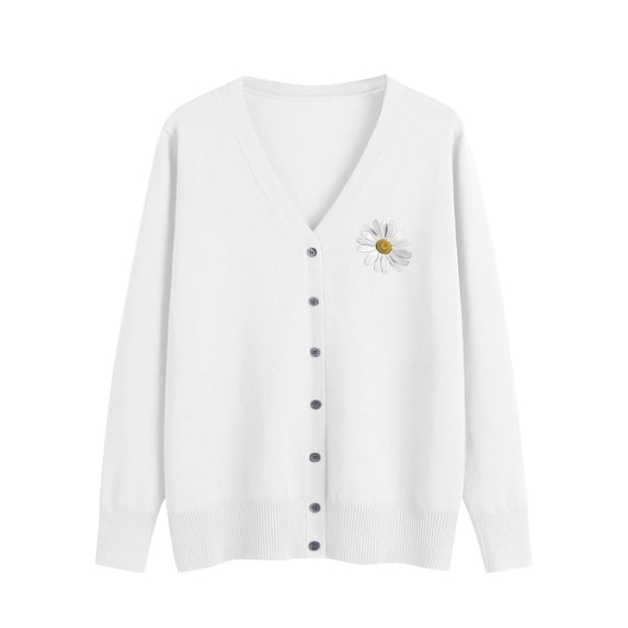 Admvng Cardigan Sweaters for Women Solid Casual Knitted Button Up Long Sleeved V-neck Sweater Outer, Size S-3XL