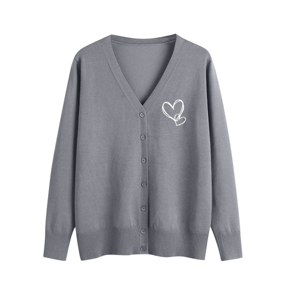 Admvng Cardigan Sweaters for Women Solid Casual Knitted Button Up Long Sleeved V-neck Sweater Outer, Size S-3XL