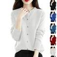 thumbnail image 1 of Admvng Cardigan for Women Solid Color Button up Long Sleeved Round Neck Knitted Sweater Thin Cardigan Sweater Top M-2XL, 1 of 3