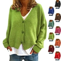 Admvng Cardigans for Women Trendy Solid Oversized Soft Knit Button up Sweater Cardigan Long Sleeved Open Front Cardigans S-3XL