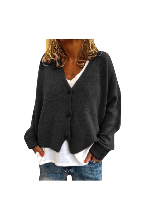 Cardigans for Women Trendy Solid Oversized Soft Knit Button up Sweater Cardigan Long Sleeved Open Front Cardigans S-3XL