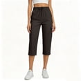 thumbnail image 1 of Admvng Cargo Capris for Women Elastic Drawstring Waist Pocket Breathable Cropped Pants, 1 of 8