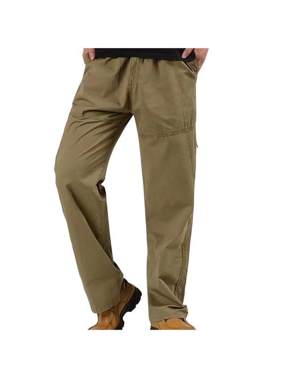 Cargo Pants for Men Plus Size Solid Casual Waterproof Outdoor Elastic Mountain Fishing Camping Trousers Hiking Work Cargo Pants Mens Joggers with Pockets M-6XL