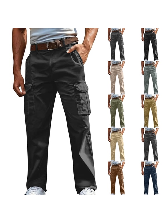 Admvng Cargo Pants for Men Multiple Pockets Trousers Work Wear Pocket, Size S-3XL