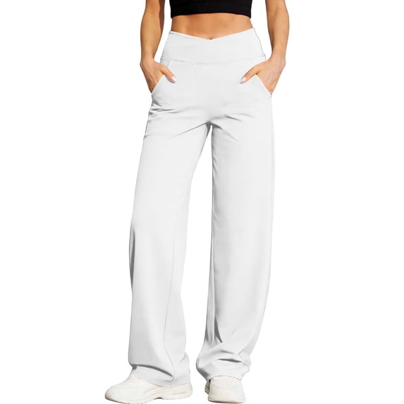 Admvng Cargo Pants for Women Wide Leg Cross Waist Casual Everyday Pants